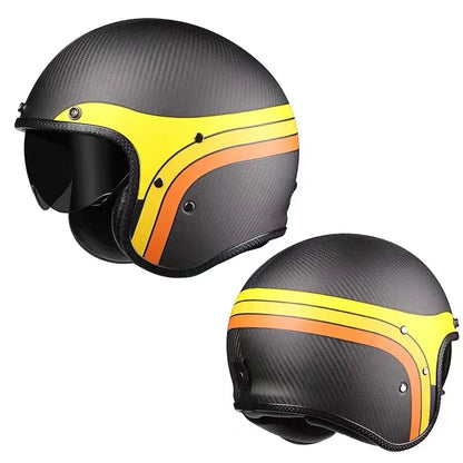 Durability 3K Carbon Fiber Black Gold Open Face Electric motorcycle Helmet for Man Woman DOT-Approved Enhance Riding Experience