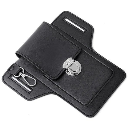 2024 Fashion New Men's Belt Leather Case Vertical Multifunctional Portable Phone Waistpack Card Bag Can Be Keyed Pu Leather Gift