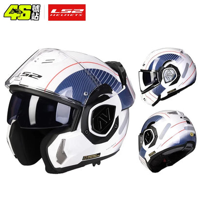 LS2 FF906 Advant Flip Up MODULAR Helmet Motorcycle Modular Double Visor Helmet built-in Lens ECE Capacete Moto helmets