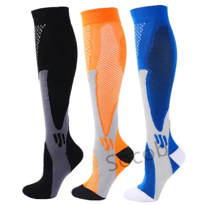 3/6/7 Pairs Compression Socks Women Medical Edema Running Socks Men Knee Length Cycling Socks  Football Basketball Outdoor trave