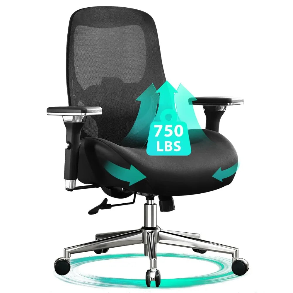 750lbs Big and Tall Office Chair with Wide Thick Seat Cushion for Heavy People Ergonomic Computer Mesh Desk Chairs, Customized
