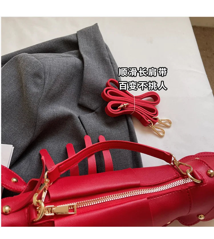 Young Girls Lobster Shape Crossbody Bag Solid Color Pu Leather Handbag Cute Creative Funny Bag Casual Toy Cross Body Phone Bag