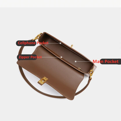 Toptrends Elegant Genuine Leather Underarm Shoulder Bags For Women 2025 Luxury Designer Crossbody Purses Saddle Ladies Handbags