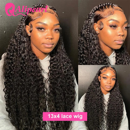 AliPearl 30Inch Lace Front Human Hair Wigs Brazilian Kinky Curly 13x4 Wig For Women Pre Plucked 180% Density