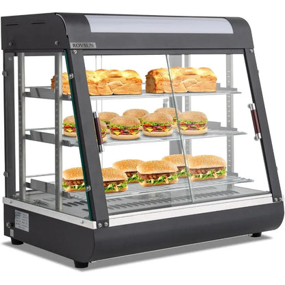 HOME-26" Commercial Food Warmer Display Pizza Warmer, 3-Tier Electric Countertop Food Warmer w/LED Lighting Adjustable Removable