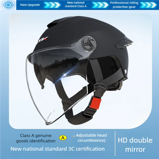 Summer impact protection safety open face motorbike helmet motorcycle short lens ordinary tail wing black