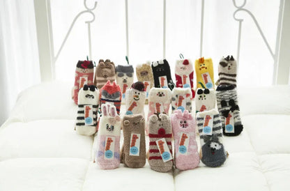 1 Pairs Box Christmas Socks Women Cute Thermal Fluffy Fuzzy Soft Velvet Thermo Sleep Sock Thick Warm Winter Socks New year Gift