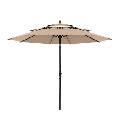 10ft Outdoor Patio Umbrellas for Outside, 3 Tier Vented Market Table Umbrella Windproof for Backyard, Deck, Customized