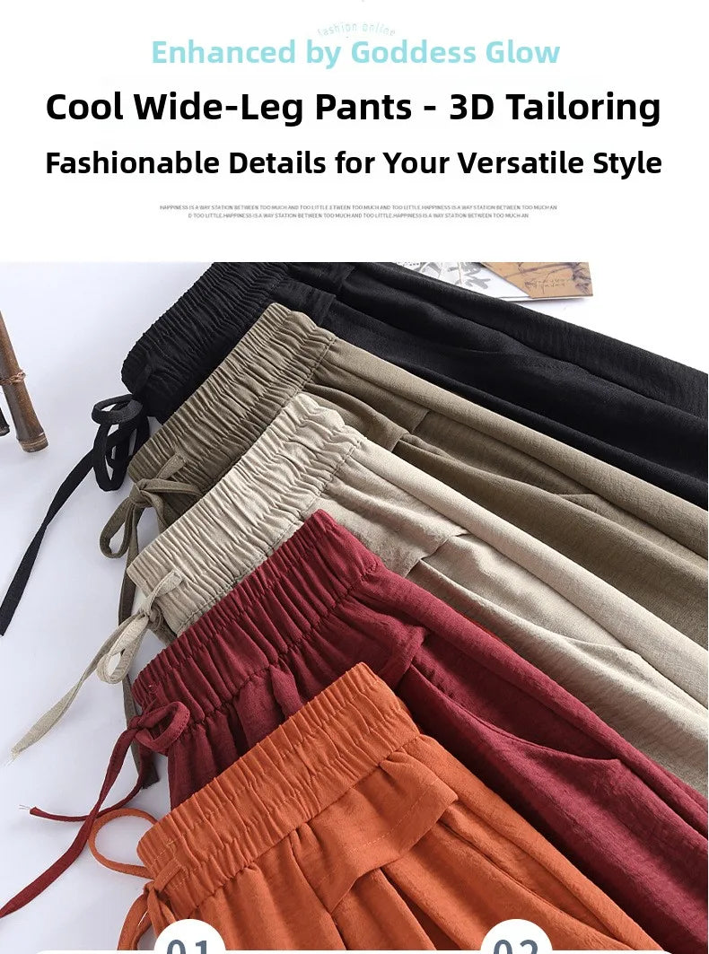 High Waist Wide Leg Seven-Foot Pants Women's Summer 2026 New Style Loose Comfortable Casual Trousers Skirt Pants