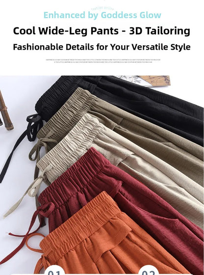 High Waist Wide Leg Seven-Foot Pants Women's Summer 2026 New Style Loose Comfortable Casual Trousers Skirt Pants