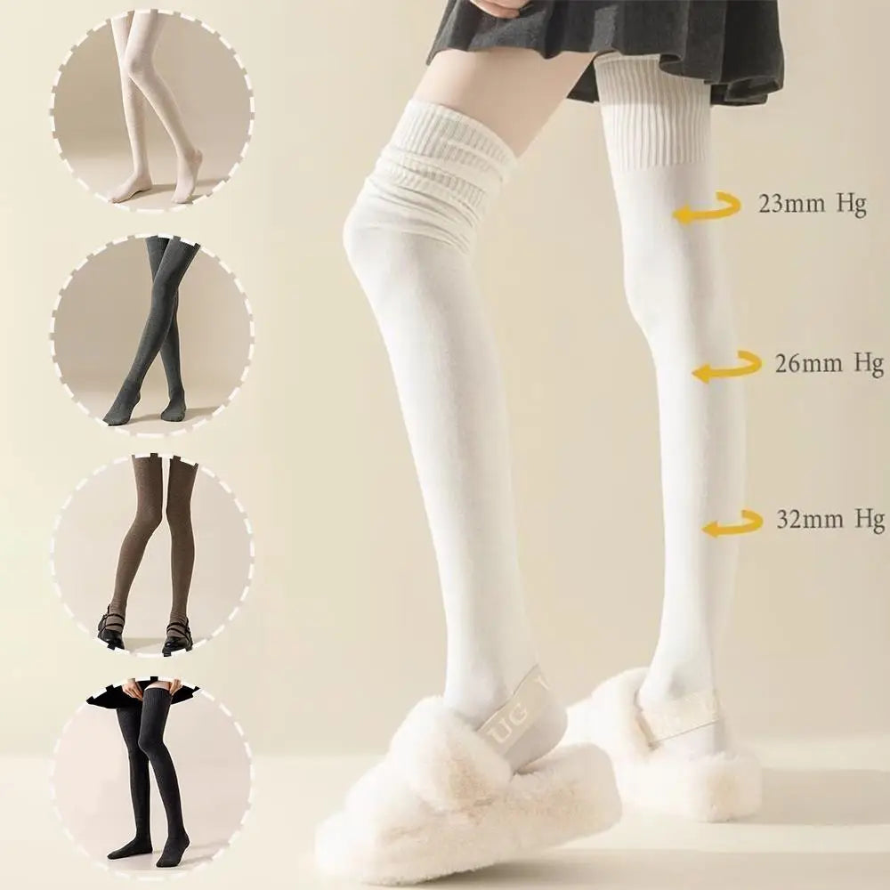 Winter Thigh High Socks For Women 100cm Lengthened JK Lolita Stockings Solid Color Over The Knee Stocks Slim Velvet Thigh Socks