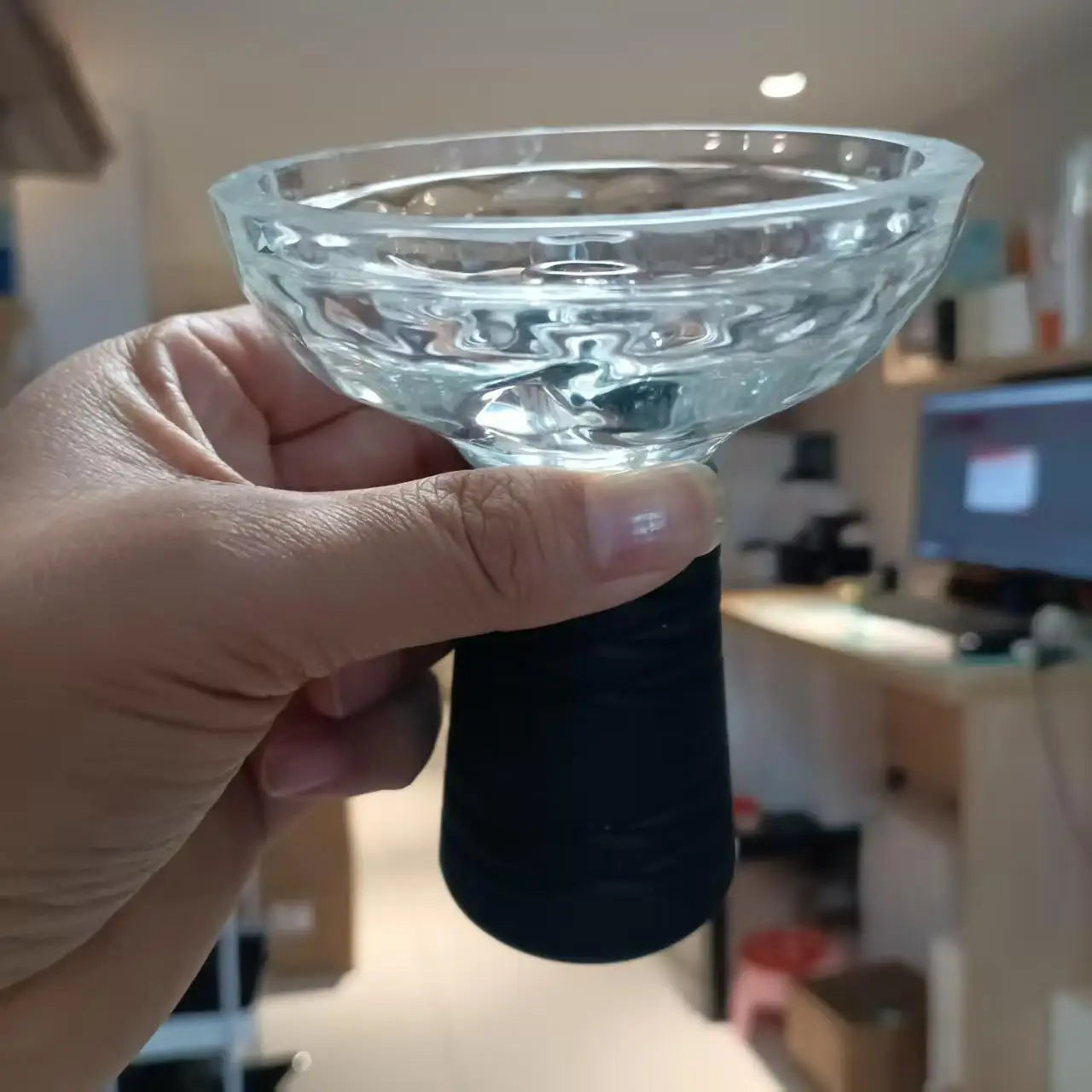 Premium  Crystal Glass Hookah Bowl with Anti-Slip Silicone Base - Heat-resistant Clear Chicha Narguile Shisha Tobacco Holder