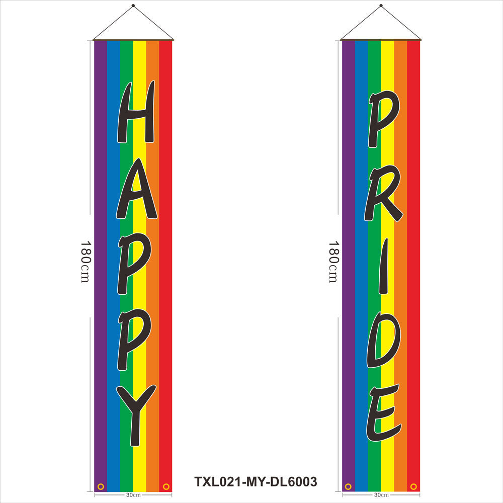 180cm Rainbow Flag Couplets LGBTQ Gay Pride Porch Hangings Outdoor Decorations Flags Lesbian Wedding Decor Banner