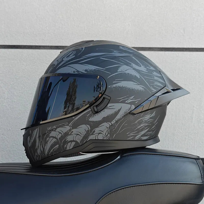 Motorcycle helmet, men's and women's dual lens full face helmet, motorcycle sports car, all season full face helmet