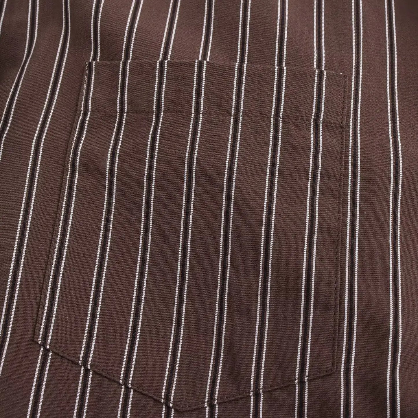 EDSA Women Brown Batwing Stripe Shirt Long Sleeves with Cuffs Patch Pockets Button-up Front for Office Lady Blouse