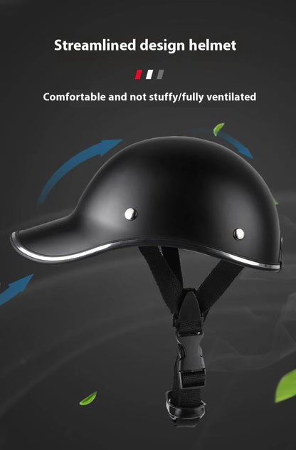 New Leepee For Cafe Racer Chopper Scooter Safety Hard Hat Half Face Vintage Summer Cap Motorcycle Half Helmet Baseball Cap Style