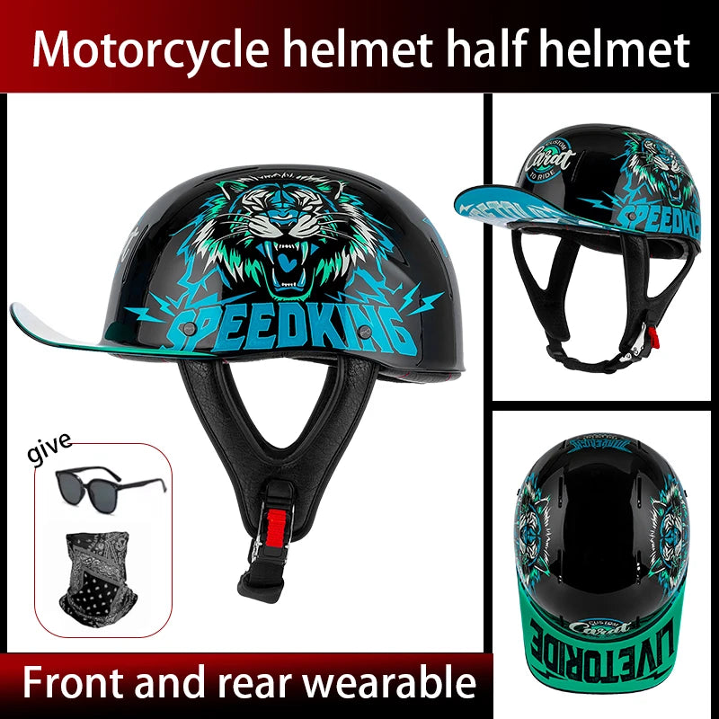 Summer breathable retro cruise motorcycle helmet for men and women electric motorcycle half helmet day American pedal scoop helm
