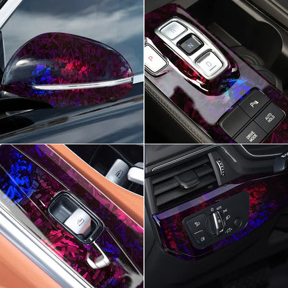Car Vinyl Wrapping Carbon Fiber Foil Motorcycle Sticker Glossy PET Laser Purple Waterproof Vinyl Bubble-free for Car Film Cover