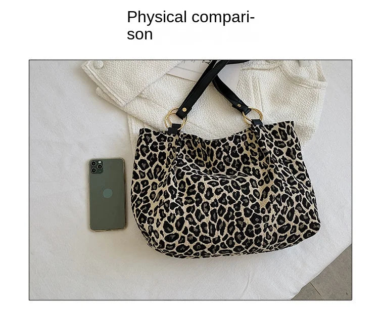 New Fashion Tote Bags Shopping and Travel  Canvas Bags New Women Popular Handbags Large Capacity Leopard Shoulder Bags Сумка