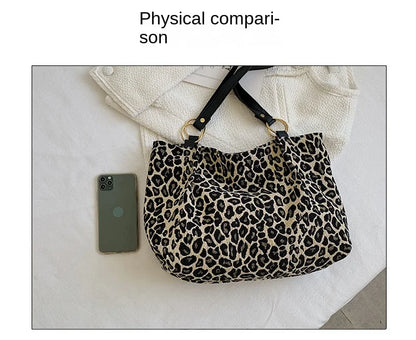 New Fashion Tote Bags Shopping and Travel  Canvas Bags New Women Popular Handbags Large Capacity Leopard Shoulder Bags Сумка