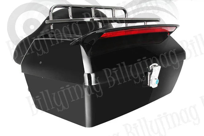 Black Trunk Tail Box Luggage Backrest For Honda Yamaha Suzuki Kawasaki Lifan Indian Bobber Custom Chopper Cruisers Street Bike
