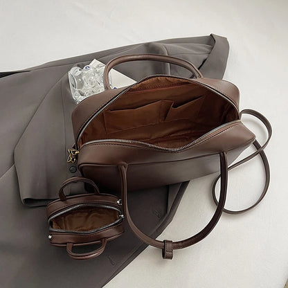 Women's Fashion Bowling Tote Handbags And Purses Retro Shoulder Crossbody Bags Quality Leather Ladies Messenger Bag Mini Purse