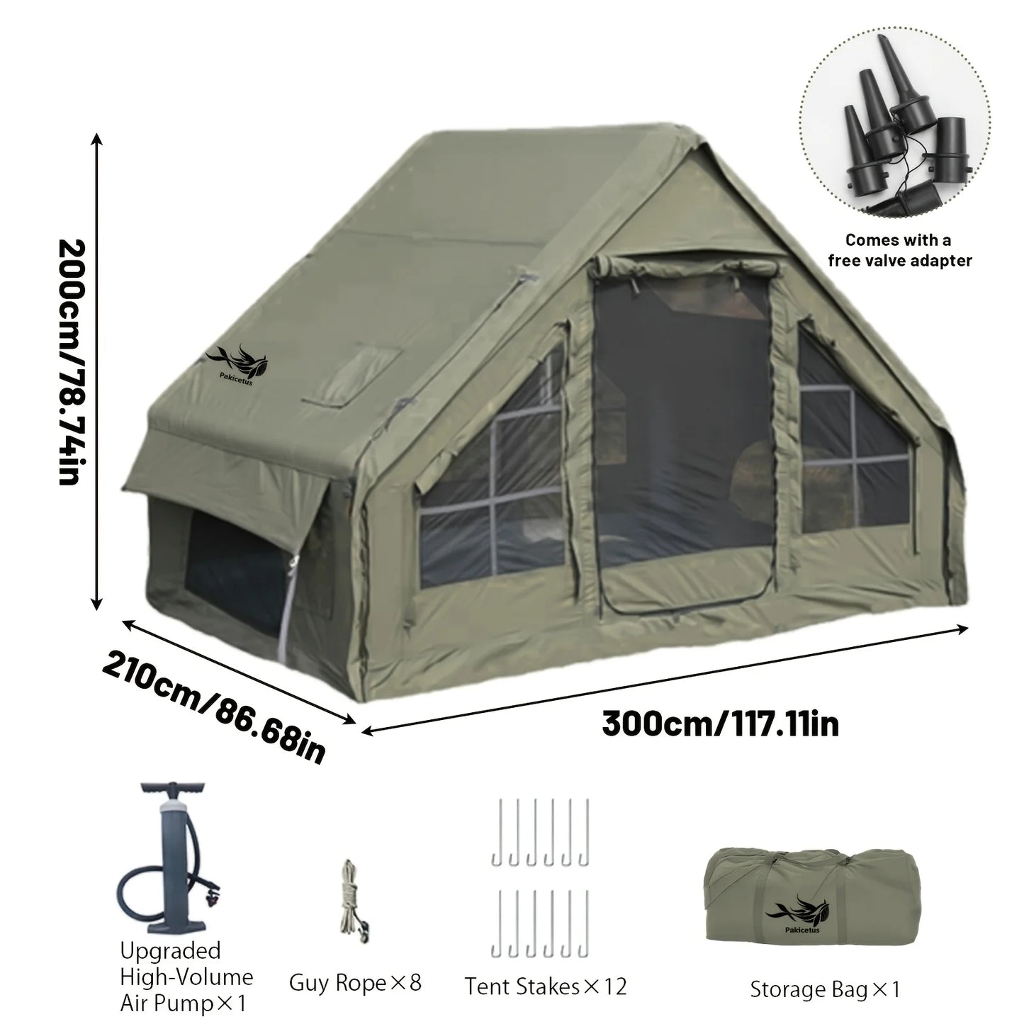 Large Inflatable Camping Tent with Skylight, Quick Air-Flow & Breathable Mesh Design, Summer Glamping Hot Tents for Ca