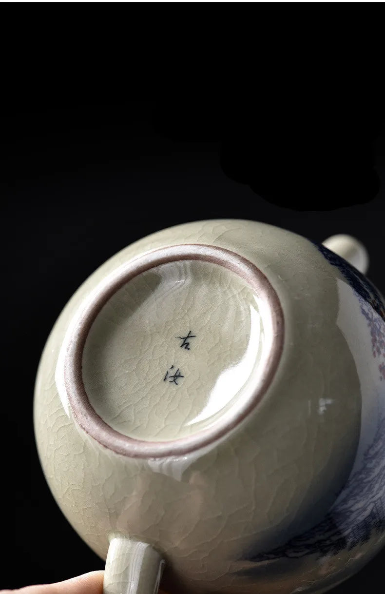 200ML Chinese Ceramic Teapot Ru Kiln Ice Crack Glaze Can Raise Tea Kettle Handmade Porcelain Teaware Household Tea Pots