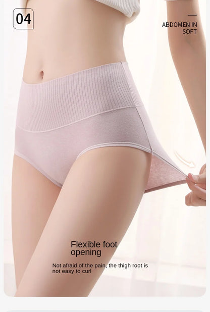 Cotton Women's Panties Elastic Soft Large Size XXL Solid color Ladies Underwear Breathable Sexy High Waist Tummy control Briefs