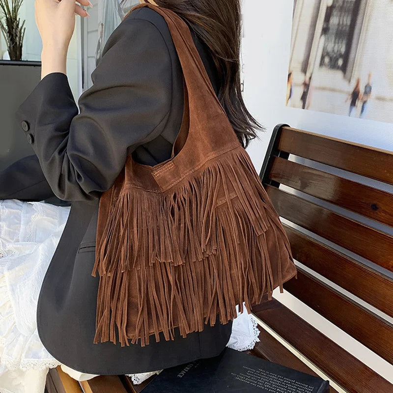 Suede Tassel High Quality Faux Shoulder Bags Fashion Large Capacity Sense of Luxury Popularity Women's Tote Bags Casual New