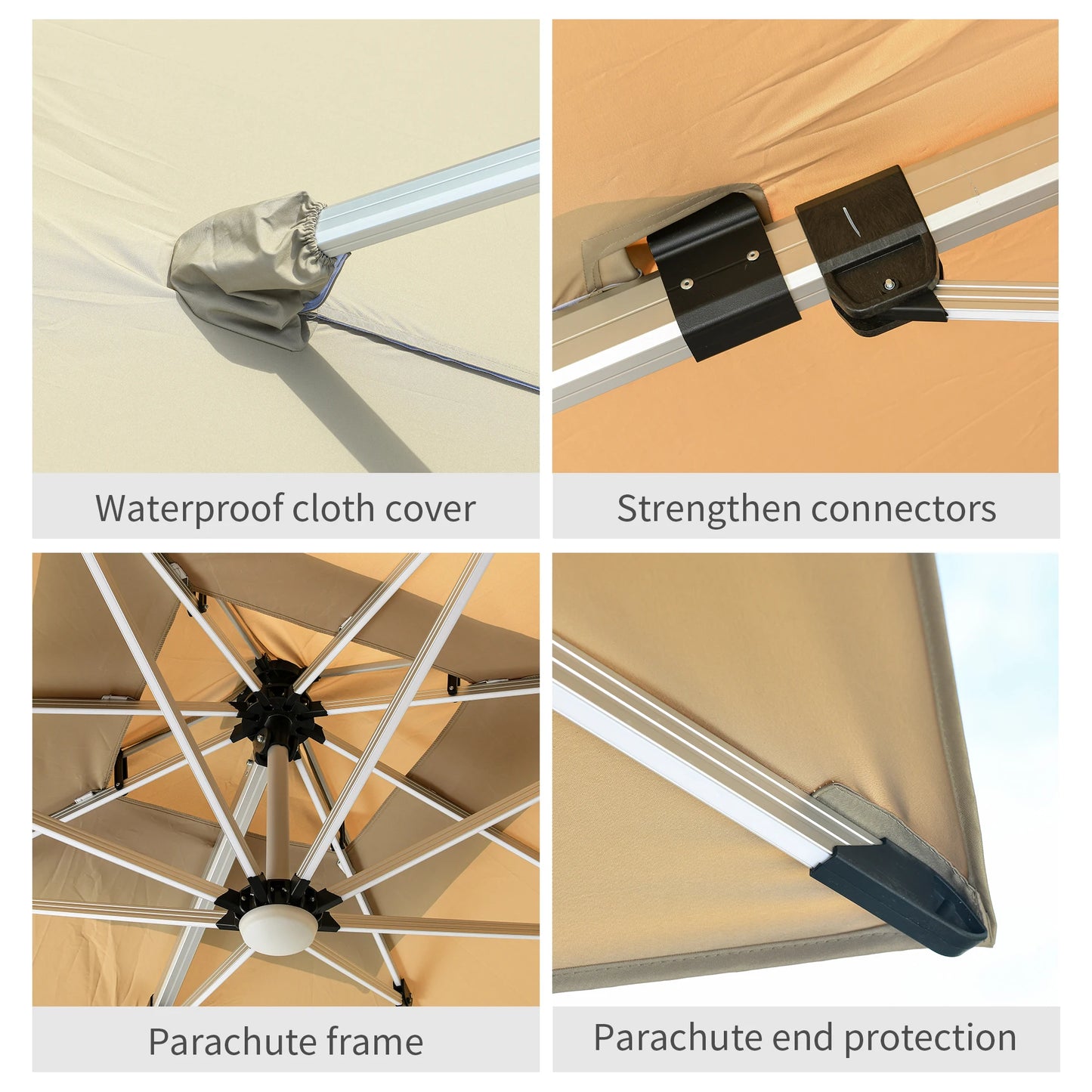 LED Roman Umbrella, Sunshade, Rainproof, UV Protection,Thickened Material, Aluminum Alloy Columns, Rotatable, Outdoor Umbrella