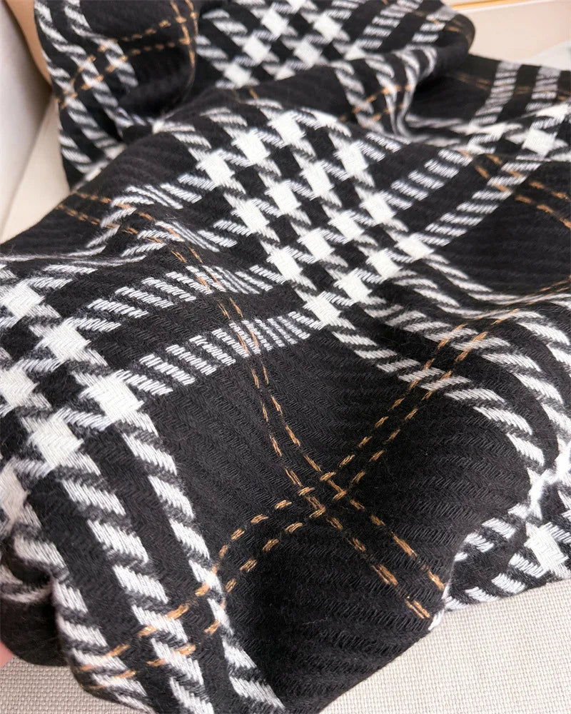 Houndstooth Scarf Men Women Autumn Winter Cashmere Scarves Wrap Student Fashion Thicken Warm Long Tassel Shawl Lady Bufanda New