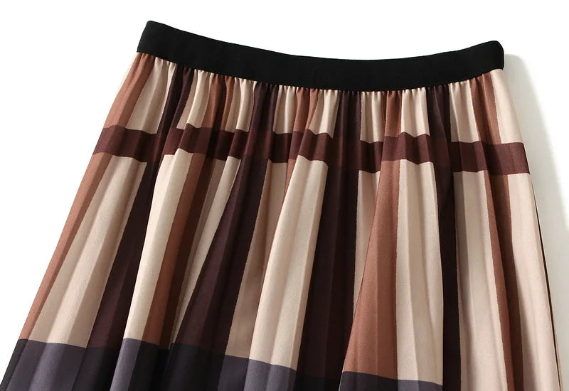 Organ pleated skirt for women, new high waist slimming mid length A-line skirt, pleated skirt, mesh skirt, mid length dress