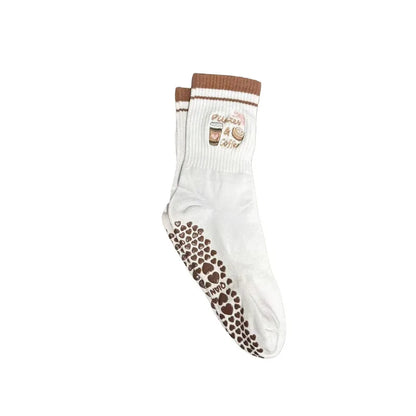 European sizes 36-43, 1 Pair of Heart-Shaped Lace Embroidered Yoga Socks, Mid-Calf Length, for Women