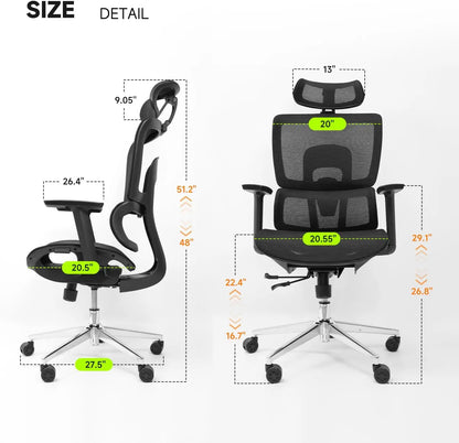 Office Ergonomic Chair for Big and 6'5" Tall Max,400Lbs Computer Desk Heavy-Duty Office Gaming Chair with High-Back Design EC20