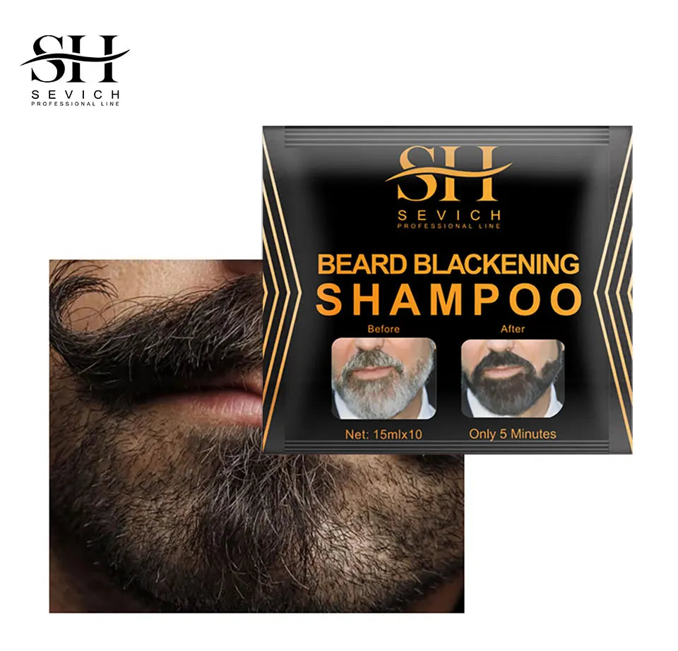 Sevich Instant Hair Dye Black Beard Shampoo Beard Paint Men Beard Coloring Dye Natural Temporary Blackening Moustache Shampoo