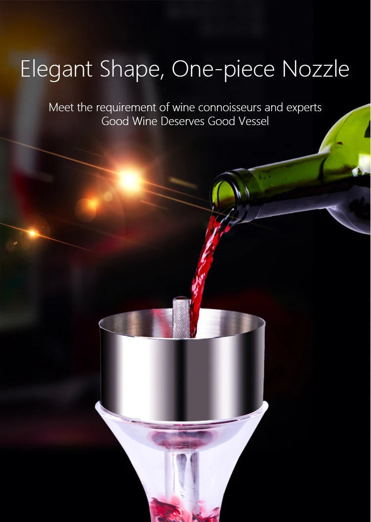 Stainless Steel Wine Shower Funnel with Sediment Strainer, Wine Aerator