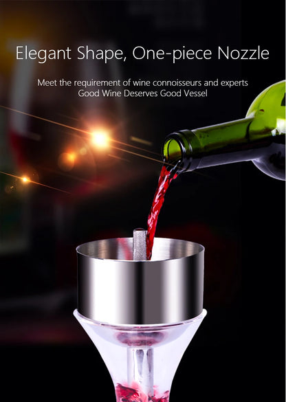 Stainless Steel Wine Shower Funnel with Sediment Strainer, Wine Aerator