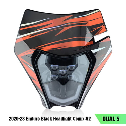 PowerZone Motorcycle LED Headlight Headlamp Head Lights Supermoto Fairing For KTM EXC SXF MX Dirt Bike Enduro LED Headlight