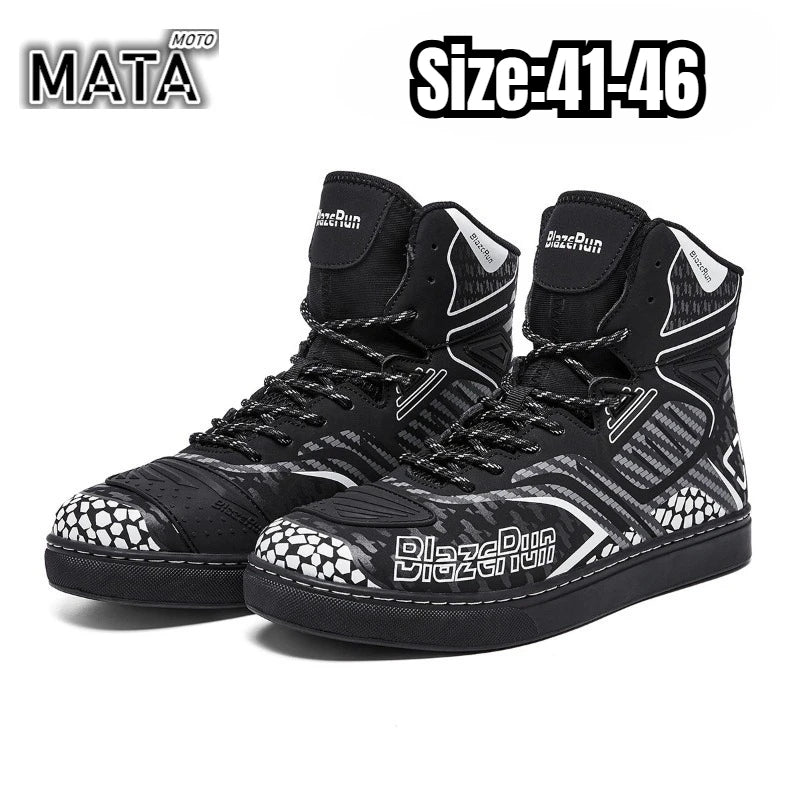 Motorbike Shoes Men Motorcycle boots Breathable Anti-fall Rider Road Racing Casual Shoes Boot Gear Shift Rubber Sole Reflective