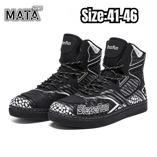 Motorbike Shoes Men Motorcycle boots Breathable Anti-fall Rider Road Racing Casual Shoes Boot Gear Shift Rubber Sole Reflective