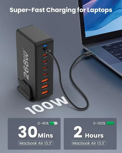 New 268W/240W GAN Gallium Nitride USB TypeC Multi-port Desktop Travel Charger With Power Adapter PD Charger Office Home Charger