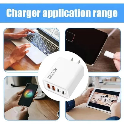 Xiaomi 120W Phone Fast Charger 4 Ports USB C Charger Quick Charge 3.0 USB Type C Fast Charging Adapter for Samsung iPhone Xiaomi