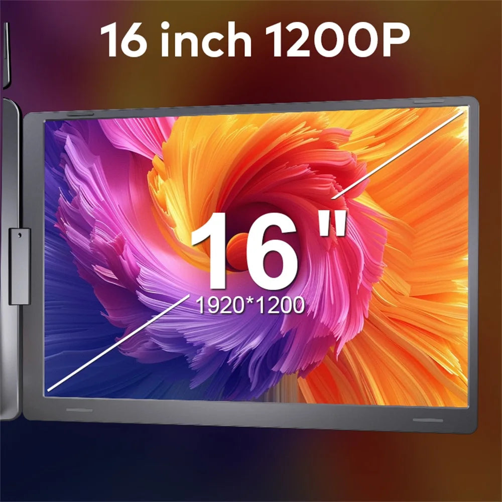 Triple Screen Portable LCD Backlit Monitor FHD Display Secondary Screen Connected to Notebook with 1 Cable Sub Screen Extender