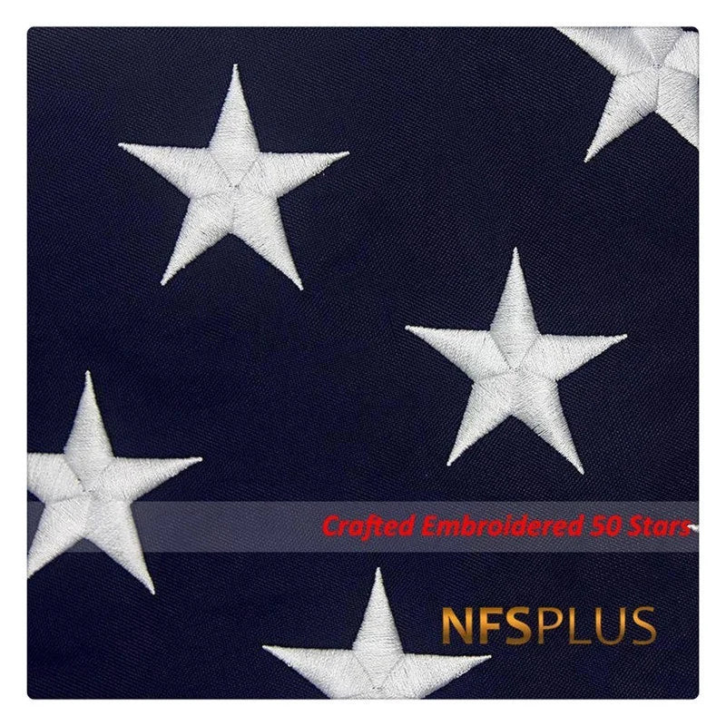 Embroidered USA Flag Outdoor Waterproof Nylon Sewn Stripes Brass Grommets Oversized American Flags And Banners United States