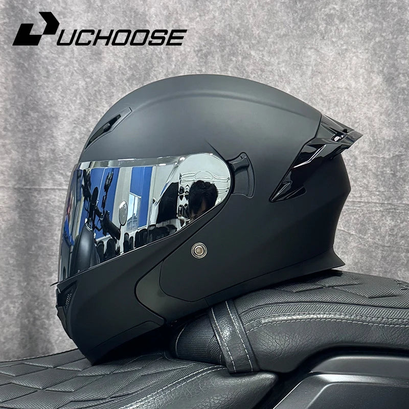 Uchoose DOT Approved Helmets Crash Motorbike Protective Gear Men Women Flip Up Helmet Motorcycle Double Sun Visor