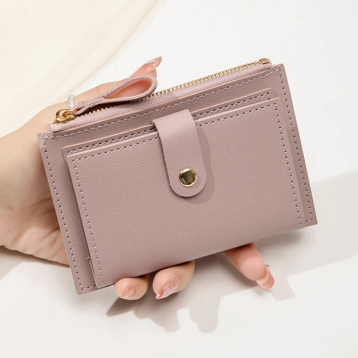 Minimalist and Fashionable Women's Short Card Bag Ultra-Thin Mini PU Leather Zero Wallet Women's Credit Card Holder Wallet