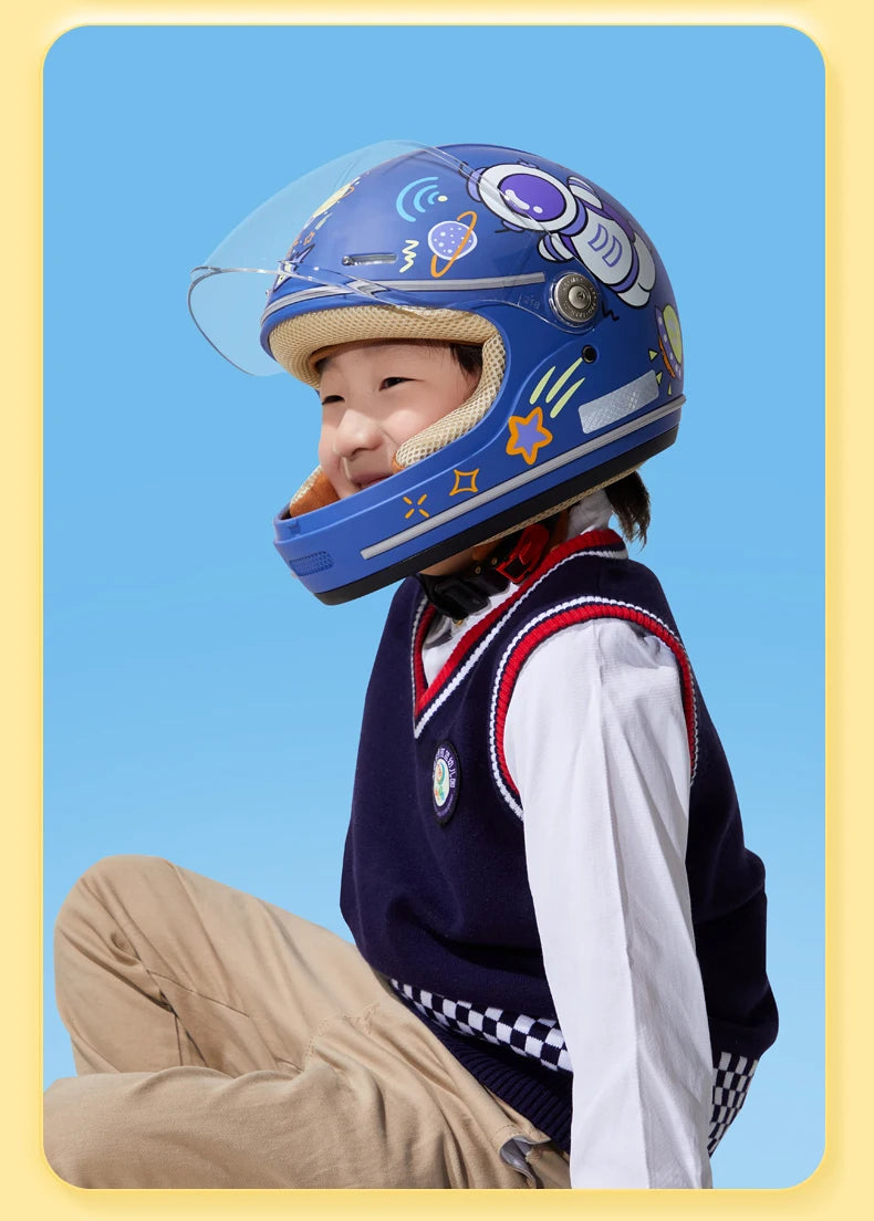 Children's Anti Fall Helmet Cute Cartoon Motorcycle Helmets Electric Bike Helmet Children's Moto Helmets Riding Full Helmet