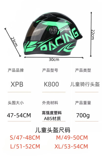 Kids Helmet Motorcycle Helmet Safety Protection Children's Locomotive Full Face Helmet Cute Kart Helmet Electric Scooter Bicycle