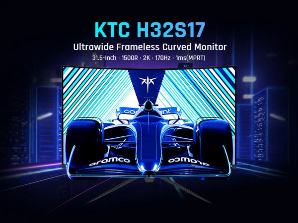 KTC 32 Inch Curved Monitor VA 1500R, 2K QHD 1440P@180Hz Gaming Monitor, 1ms MPRT, FreeSync Premium, G-Sync, HDR10, 122%sRGB, VES